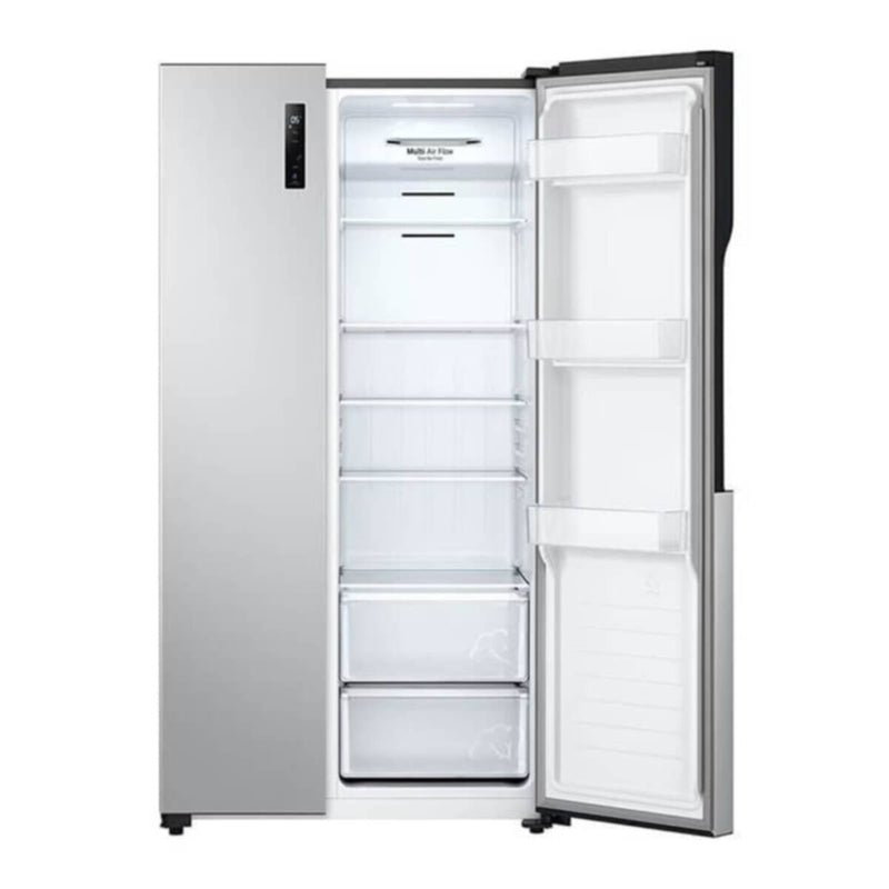 LG | GRFB587PQAM Side by Side Refrigerator, Total No Frost, Multi AirFlow, Touch LED Display, Smart Inverter Compressor Tempered Glass