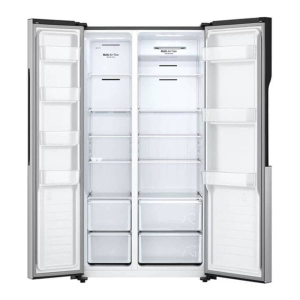 LG | GRFB587PQAM Side by Side Refrigerator, Total No Frost, Multi AirFlow, Touch LED Display, Smart Inverter Compressor Tempered Glass