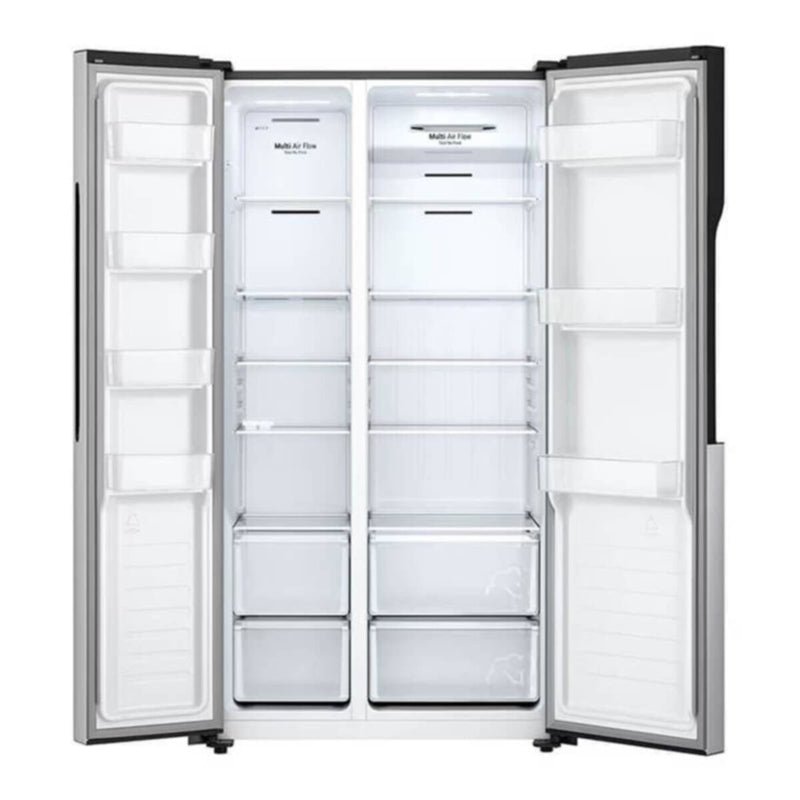 LG | GRFB587PQAM Side by Side Refrigerator, Total No Frost, Multi AirFlow, Touch LED Display, Smart Inverter Compressor Tempered Glass