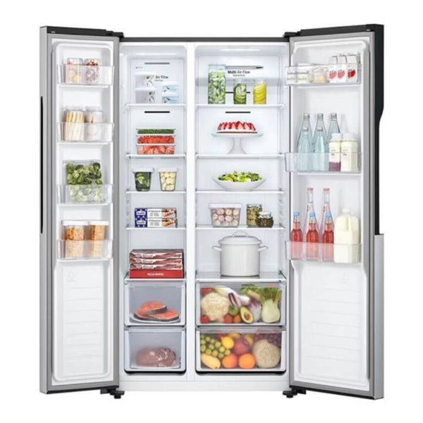 LG | GRFB587PQAM Side by Side Refrigerator, Total No Frost, Multi AirFlow, Touch LED Display, Smart Inverter Compressor Tempered Glass