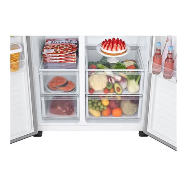 LG | GRFB587PQAM Side by Side Refrigerator, Total No Frost, Multi AirFlow, Touch LED Display, Smart Inverter Compressor Tempered Glass