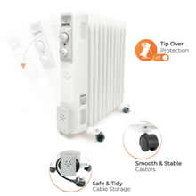 GEEPAS | 11Fin Oil Filed Radiator Heater 2500W | GRH28534UK