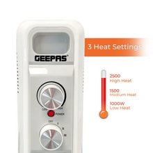 GEEPAS | 11Fin Oil Filed Radiator Heater 2500W | GRH28534UK