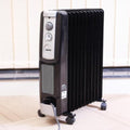 GEEPAS | 11 Fins Oil Filled Radiator Heater With Fan 2400W - 3 Speed Adjustable Thermostat Black | GRH9101