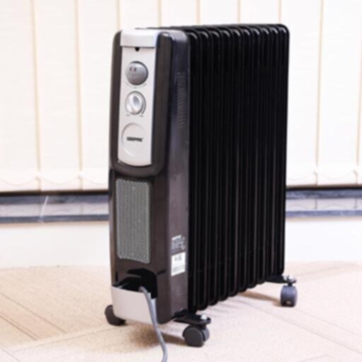 GEEPAS | 11 Fins Oil Filled Radiator Heater With Fan 2400W - 3 Speed Adjustable Thermostat Black | GRH9101