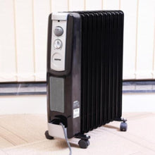 GEEPAS | 11 Fins Oil Filled Radiator Heater With Fan 2400W - 3 Speed Adjustable Thermostat Black | GRH9101