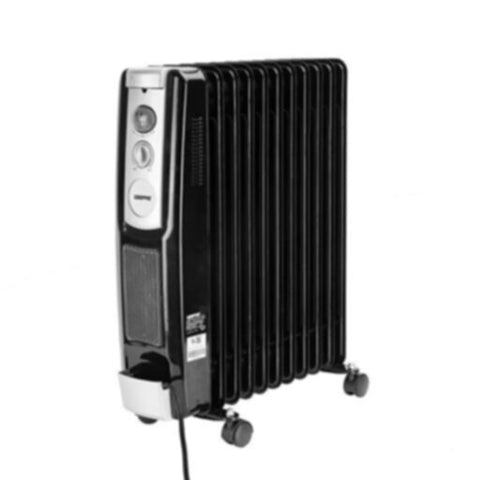 GEEPAS | 11 Fins Oil Filled Radiator Heater With Fan 2400W - 3 Speed Adjustable Thermostat Black | GRH9101