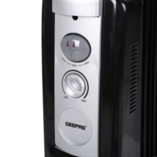GEEPAS | 13 Fins Oil Filled Radiator Heater With Fan 2900W - 3 Speed Adjustable Thermostat Black | GRH9102