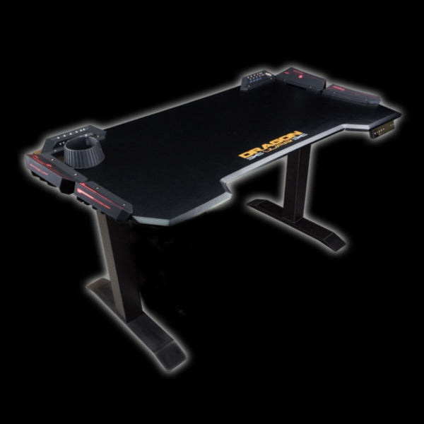 DRAGONWAR | RGB+Height Adjustable Pro Gaming Desk Black | GT-007
