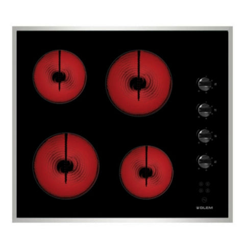GLEM GAS | Ceramic Electric Glass Hobs 4 Zones 60Cm | GTH-64KIX