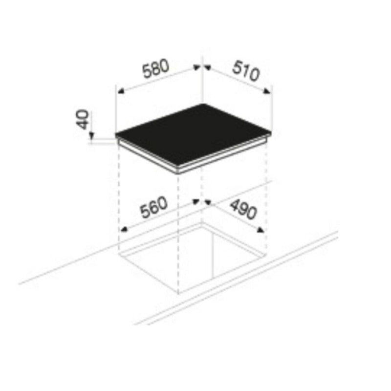 GLEM GAS | Ceramic Electric Glass Hobs 4 Zones 60Cm | GTH64TCIXN