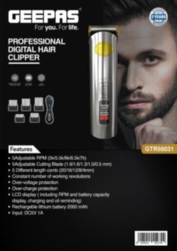 GEEPAS | Professional Digital Hair Clipper | GTR56031