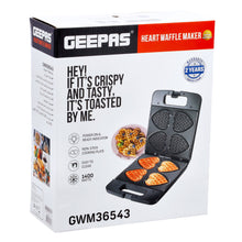 GEEPAS | Heart Waffle Maker 4 Slice Capacity | GWM36543