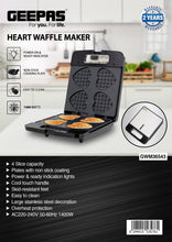 GEEPAS | Heart Waffle Maker 4 Slice Capacity | GWM36543
