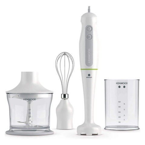 KENWOOD | Triblade Technology Hand Blender 600W with 500ml Chopper, 500ml Beaker, Whisk | HDP104WG