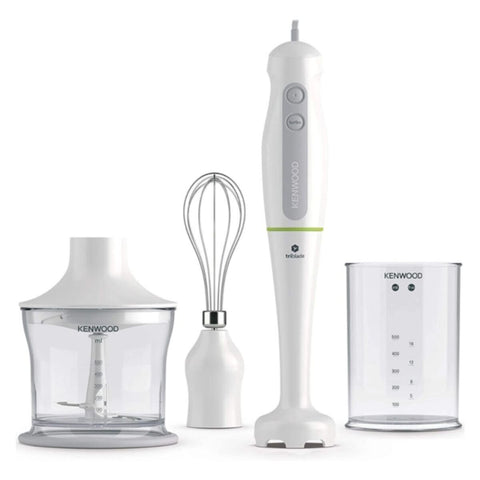 KENWOOD | Triblade Technology Hand Blender 600W with 500ml Chopper, 500ml Beaker, Whisk | HDP104WG