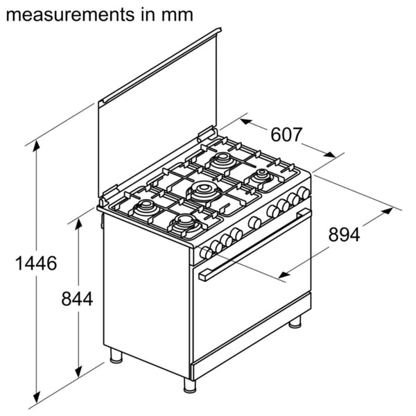 BOSCH | Serie 4 90cm Gas Range Cooker Stainless Steel | HGVDA0Q50M