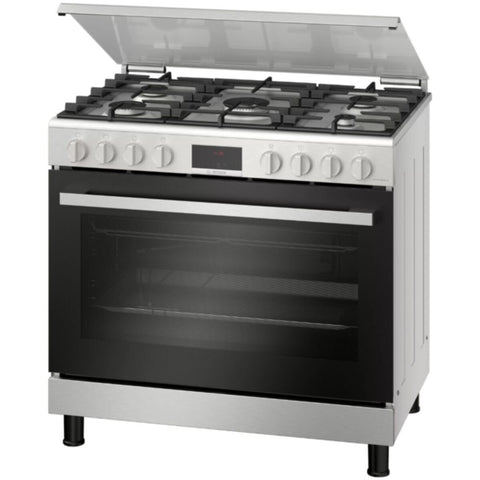 BOSCH | Serie 6 90cm Gas Range Cooker Stainless Steel | HGW3ASQ50M