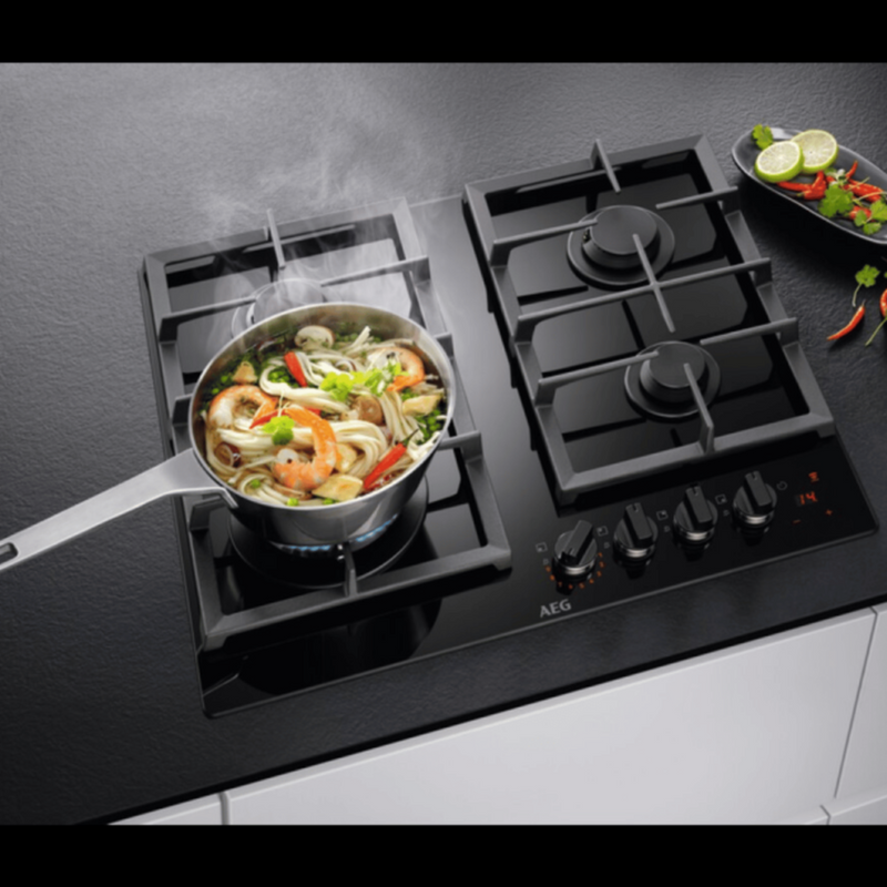 AEG | Built-In 60Cm Gas Hob Black 4 Zone | HKB64451NB