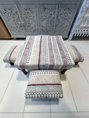 NAQSH GALLERY | Small Table Set With Four Chairs (Beige And Red) | 10000546