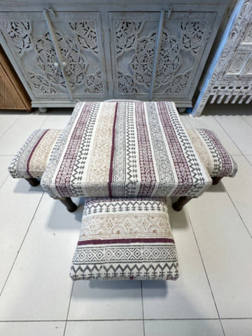 NAQSH GALLERY | Small Table Set With Four Chairs (Beige And Red) | 10000546