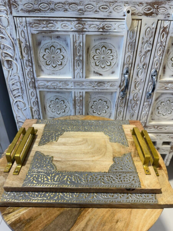 NAQSH GALLERY | Tray Set With Arabic Letters In White | 10000329