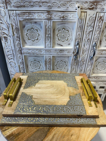NAQSH GALLERY | Tray Set With Arabic Letters In White | 10000329