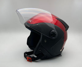 UP2 Open Face Pilot Style Motorsport Helmet Black Red | MGS-018