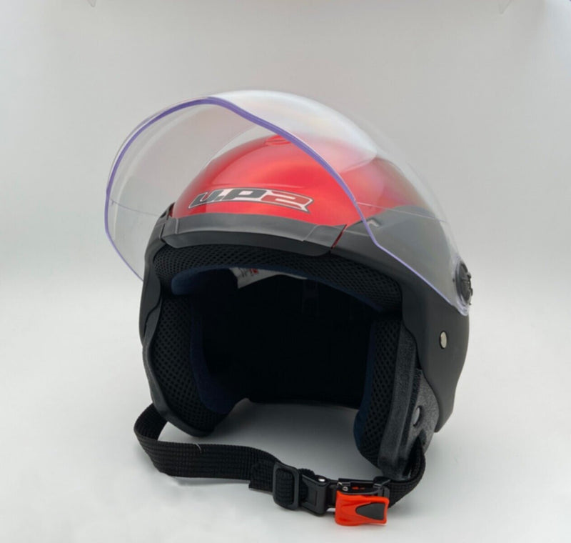 UP2 Open Face Pilot Style Motorsport Helmet Black Red | MGS-018