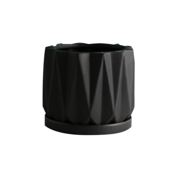 Table Ceramic Pot for Plants with Plate Single Pcs | 15x15x12.5CM |
