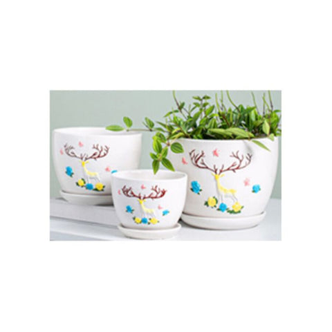 Table Ceramic Pot for Plants in 3 Sizes | 17cm X 14cm | 14cm X 10cm | 10cm X 9cm