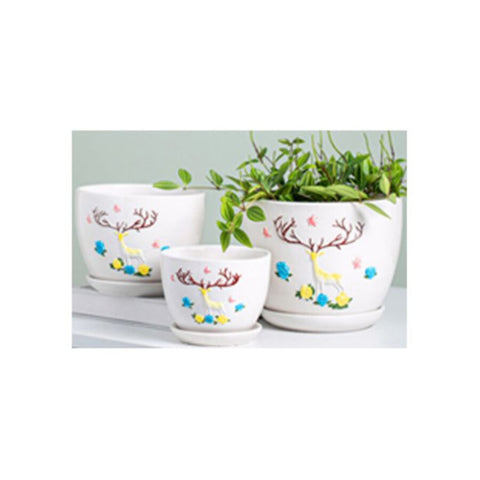Table Ceramic Pot for Plants in 3 Sizes | 17cm X 14cm | 14cm X 10cm | 10cm X 9cm