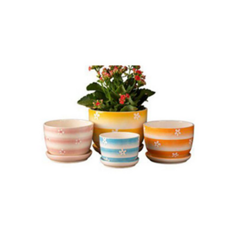 Table Ceramic Pot Suit for Plants 3-Piece Set |