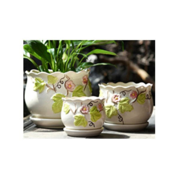 Table Ceramic Pot for Plants in 3 Sizes | 17cm X 14cm | 14cm X 11cm | 10cm X 10cm
