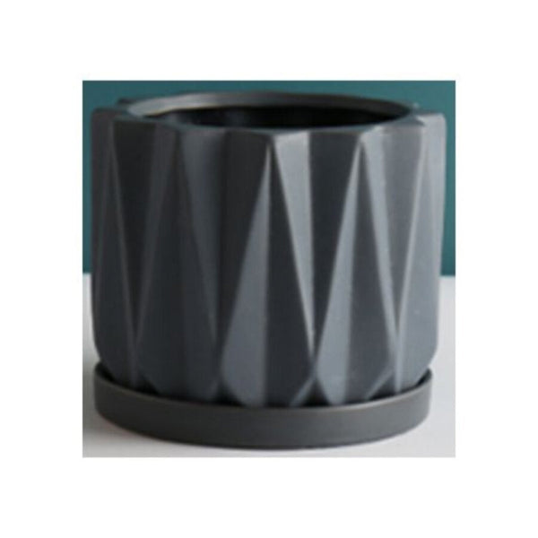 Table Ceramic Pot for Plants with Plate Single Pcs | 15x15x12.5CM |
