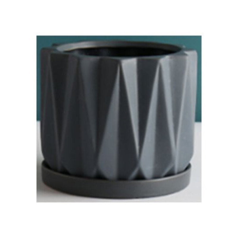 Table Ceramic Pot for Plants with Plate Single Pcs | 15x15x12.5CM |