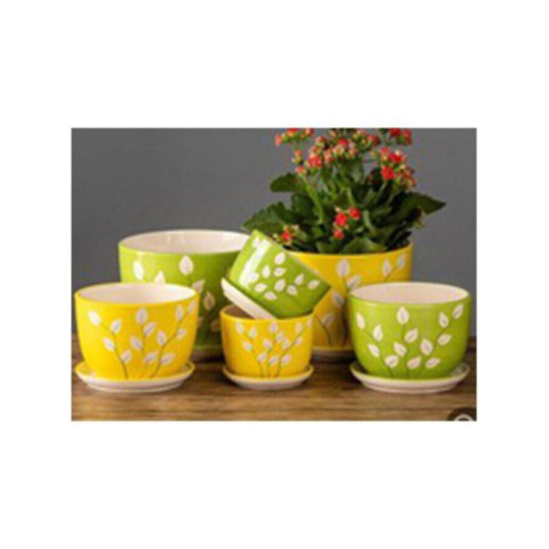 Table Ceramic Pot Suit for Plants 3-Piece Set |