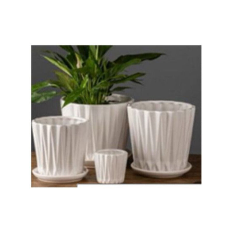 Table Ceramic Pot For Plants - 4 Piece Set | 18x18x14.5cm | 16.3x16.3x14.8cm | 13.3x13.3x12.4cm | 7.5x7.5x7cm |