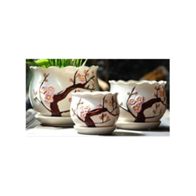 Table Ceramic Pot for Plants in 3 Sizes | 17cm X 14cm | 14cm X 10cm | 10cm X 9cm