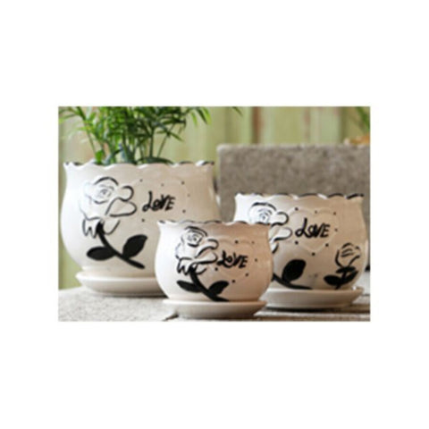 Table Ceramic Pot for Plants in 3 Sizes | 17cm X 14cm | 14cm X 11cm | 10cm X 10cm