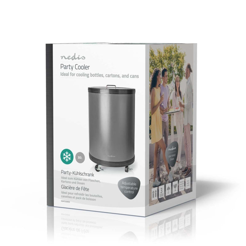 NEDIS | Party Cooler 30 Ltr | 220 - 240 V AC | Aluminum | Adjustable Temperature 0Â°C to 16Â°C | KAPC030SS
