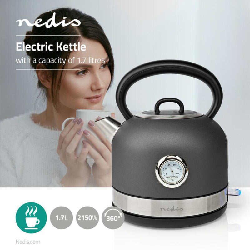 NEDIS | Electric Kettle 1.7Ltr Stainless Steel Grey | KAWK310EGY