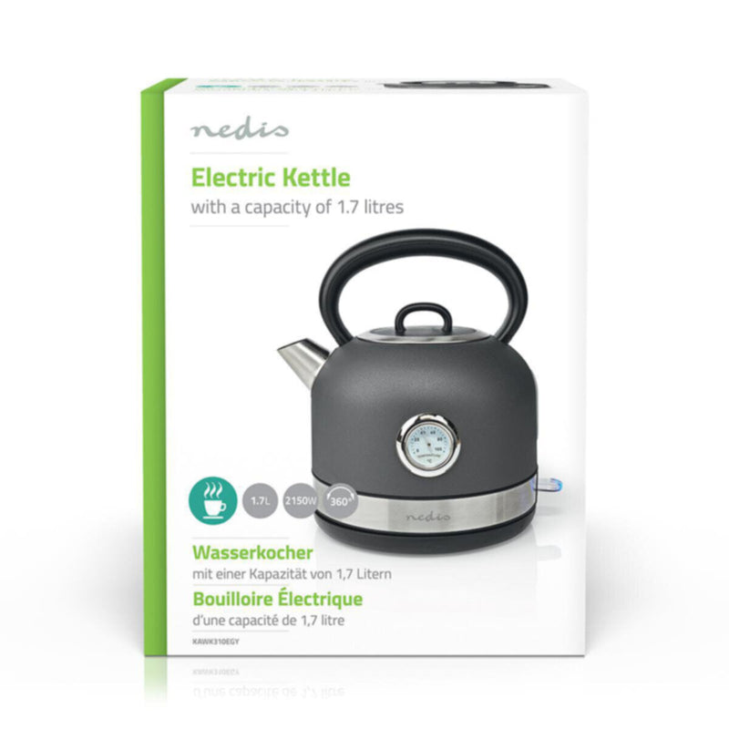 NEDIS | Electric Kettle 1.7Ltr Stainless Steel Grey | KAWK310EGY