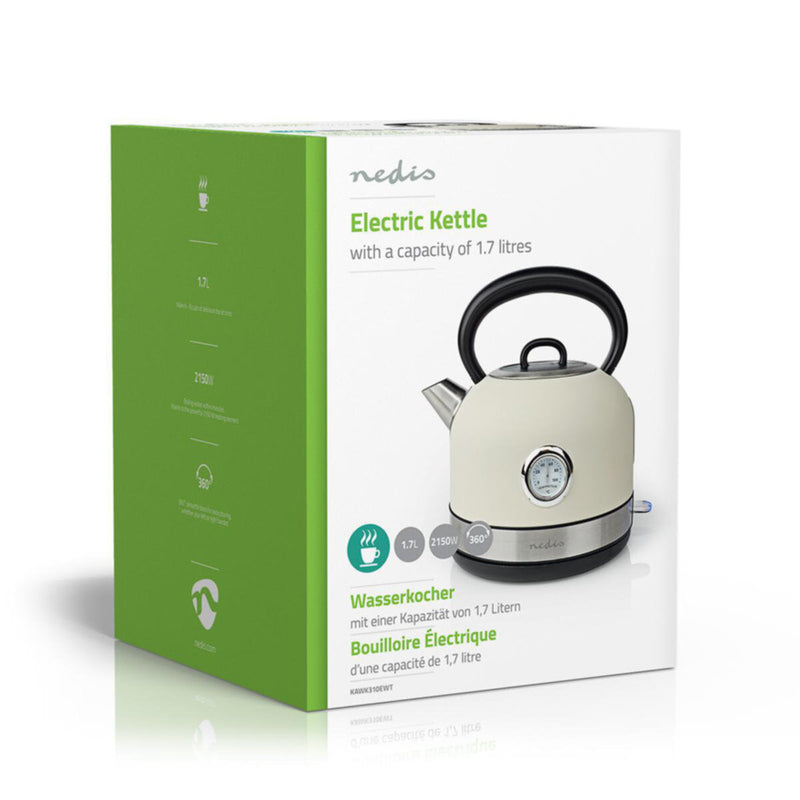 NEDIS | Electric Kettle 1.7Ltr Stainless Steel White | KAWK310EWT