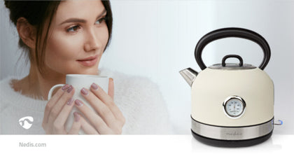 NEDIS | Electric Kettle 1.7Ltr Stainless Steel White | KAWK310EWT