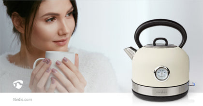 NEDIS | Electric Kettle 1.7Ltr Stainless Steel White | KAWK310EWT