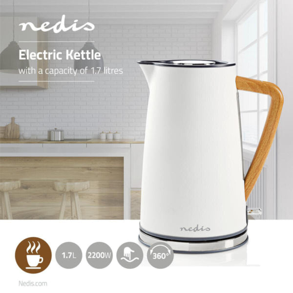 NEDIS | Electric Kettle 1.7ltr Soft-Touch Rotatable 360 degrees White | KAWK510EWT