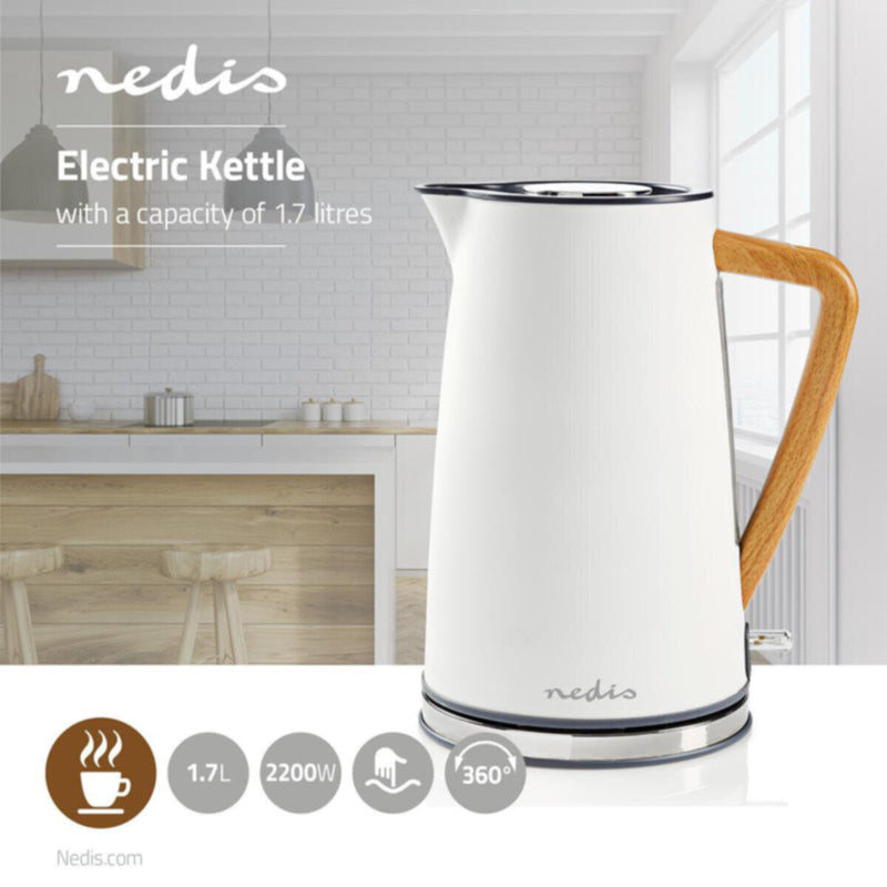 NEDIS | Electric Kettle 1.7ltr Soft-Touch Rotatable 360 degrees White | KAWK510EWT