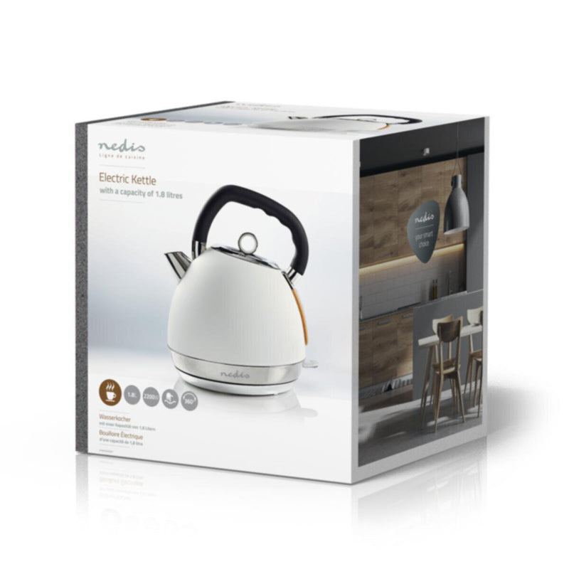 NEDIS | Electric Kettle 1.8ltr Soft-Touch Rotatable 360 degrees White | KAWK520EWT