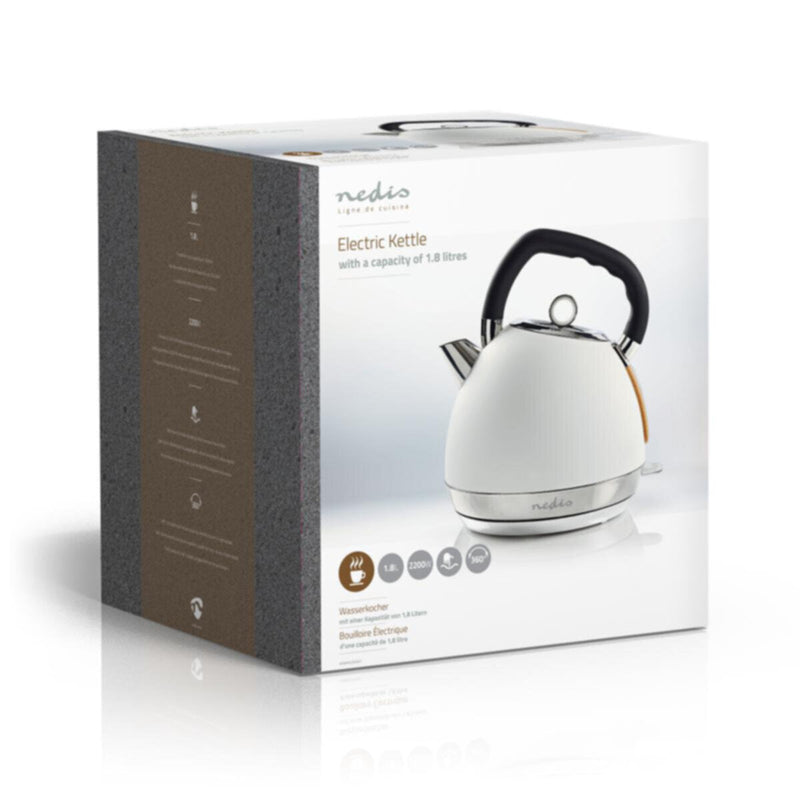NEDIS | Electric Kettle 1.8ltr Soft-Touch Rotatable 360 degrees White | KAWK520EWT